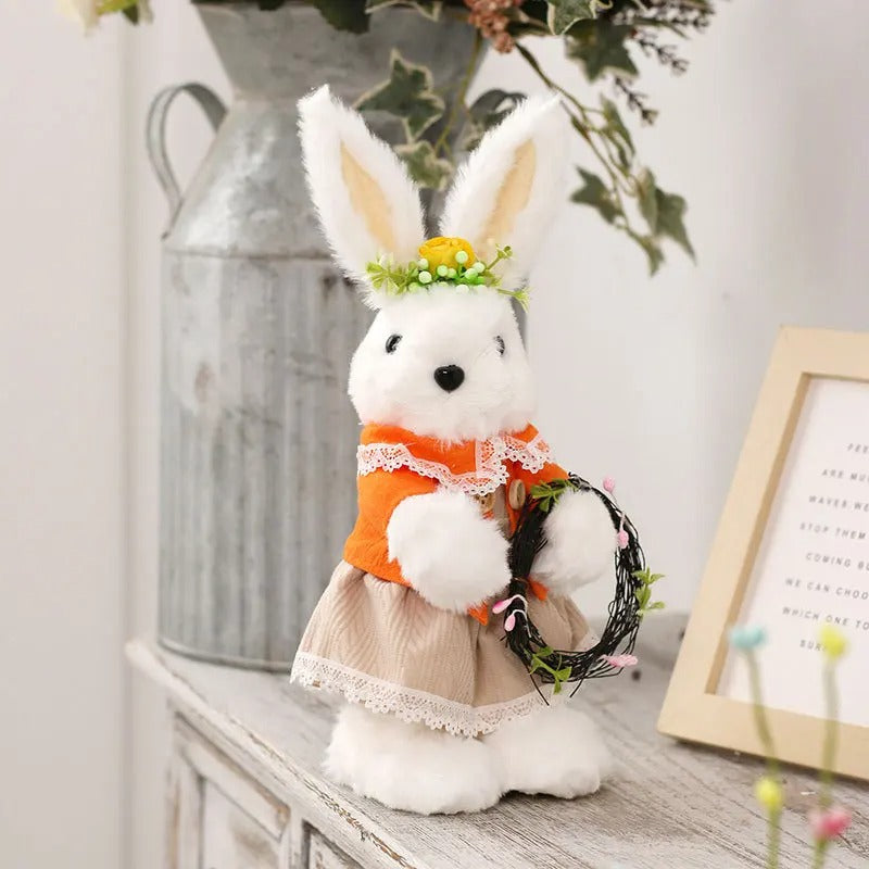 Spring Easter Rabbit Doll Ornaments Cartoon Easter Rabbit Table Decor Lovely Plush Bunny Doll Happy Easter Day Party Decor