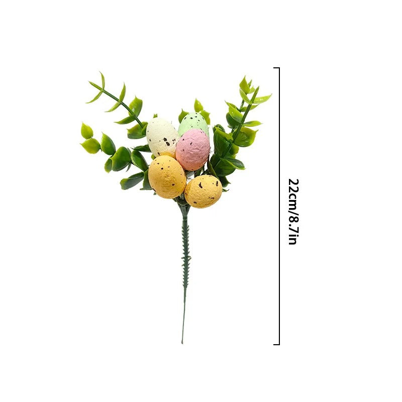 Colorful Painting Easter Egg Tree Branches Artificial Flowers Plants Hanging Ornament
