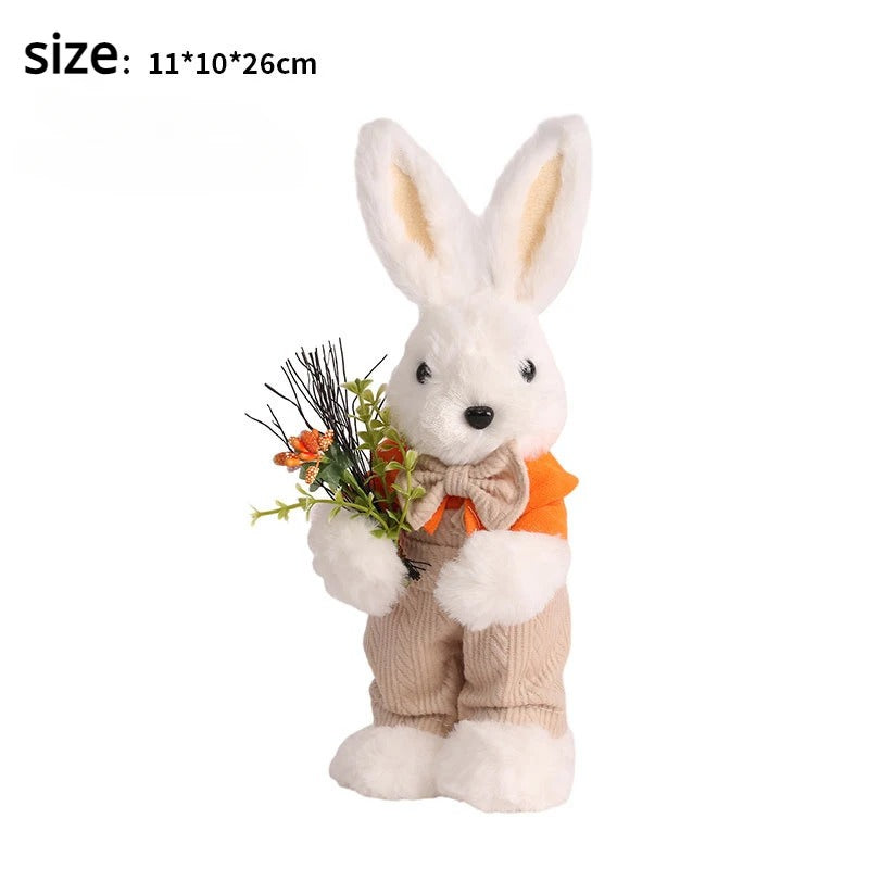 Spring Easter Rabbit Doll Ornaments Cartoon Easter Rabbit Table Decor Lovely Plush Bunny Doll Happy Easter Day Party Decor