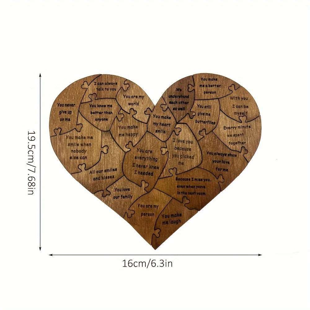 20 Reasons Why I Love You Wooden Heart Puzzle - Valentines Day Gift For Him, Her, Couple