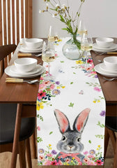 Easter Bunny Flower Linen Table Runners Dresser Scarves Table Decor