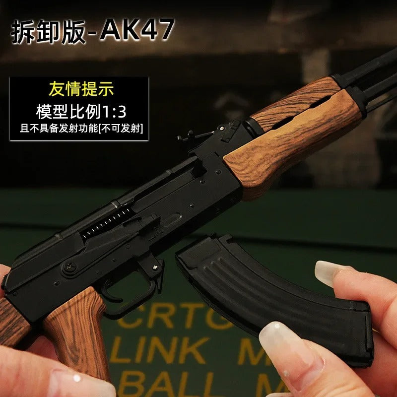 Alloy Mni AK47 Sniper Rifle Detachable Submachine Gun Model Metal Pistol Weapon Assembly Toy Boys Gifts