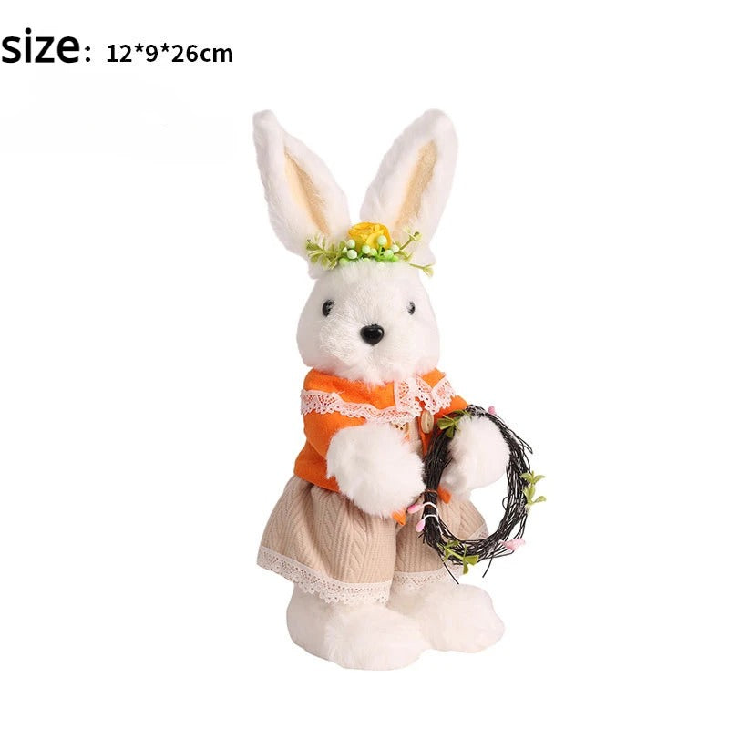 Spring Easter Rabbit Doll Ornaments Cartoon Easter Rabbit Table Decor Lovely Plush Bunny Doll Happy Easter Day Party Decor