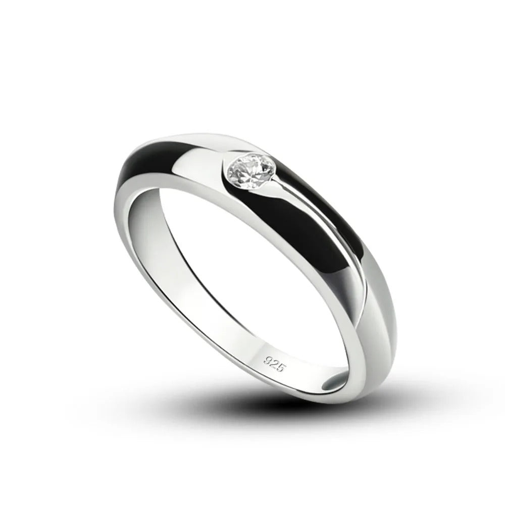 High quality classic couple rings. Solid 925 sterling silver engagement ring