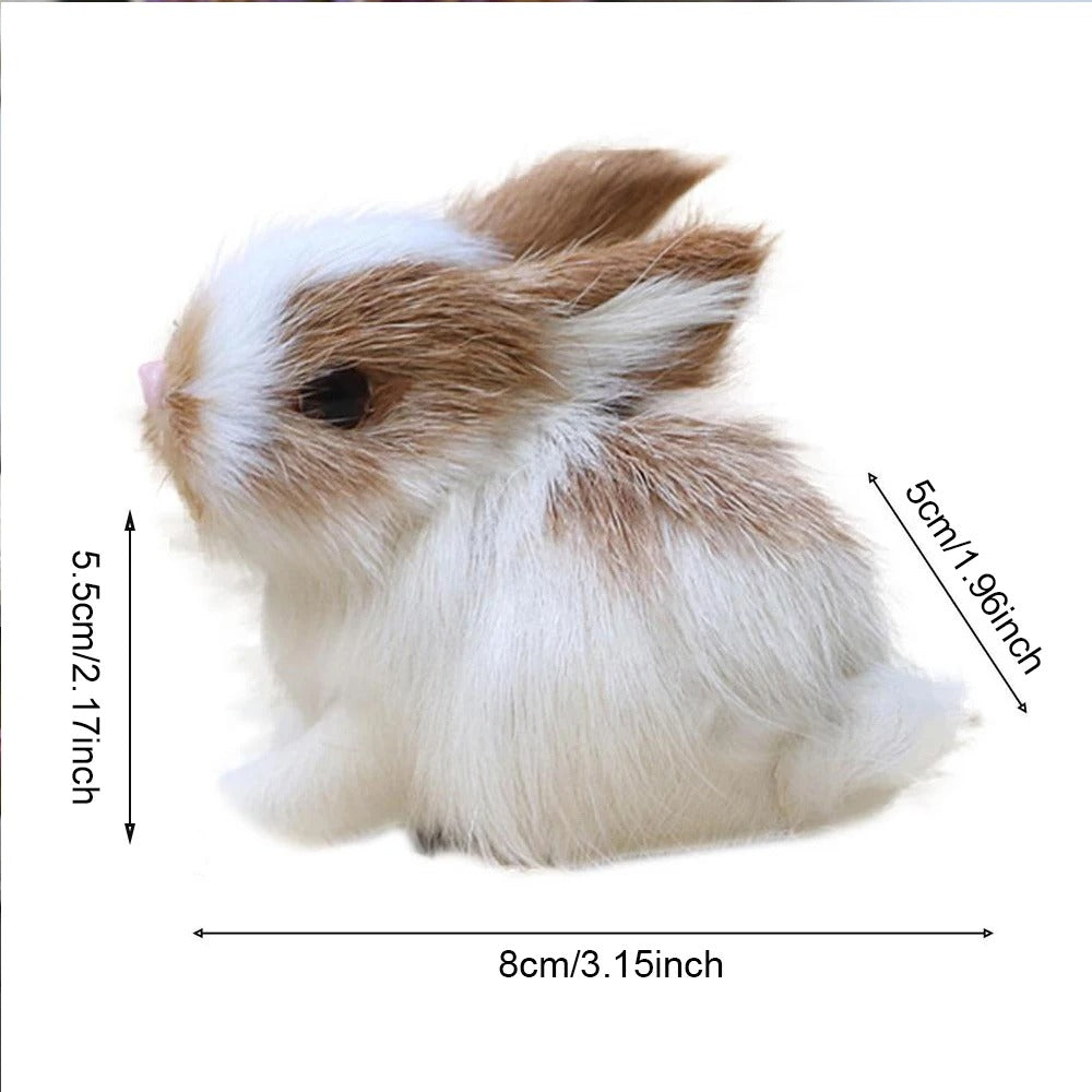 Lovely Animal Easter Bunny Model Figures Simulation Furry Squatting Rabbit