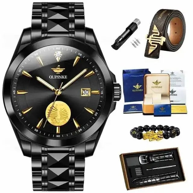 rue Diamond Gold Men's Watch Swiss Certified Men's Automatic Mechanical Watch Luxury Business Men Watch