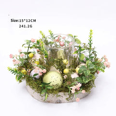 Easter Decoration Luxury Glass Candle Holders Natural Plants Easter Eggs