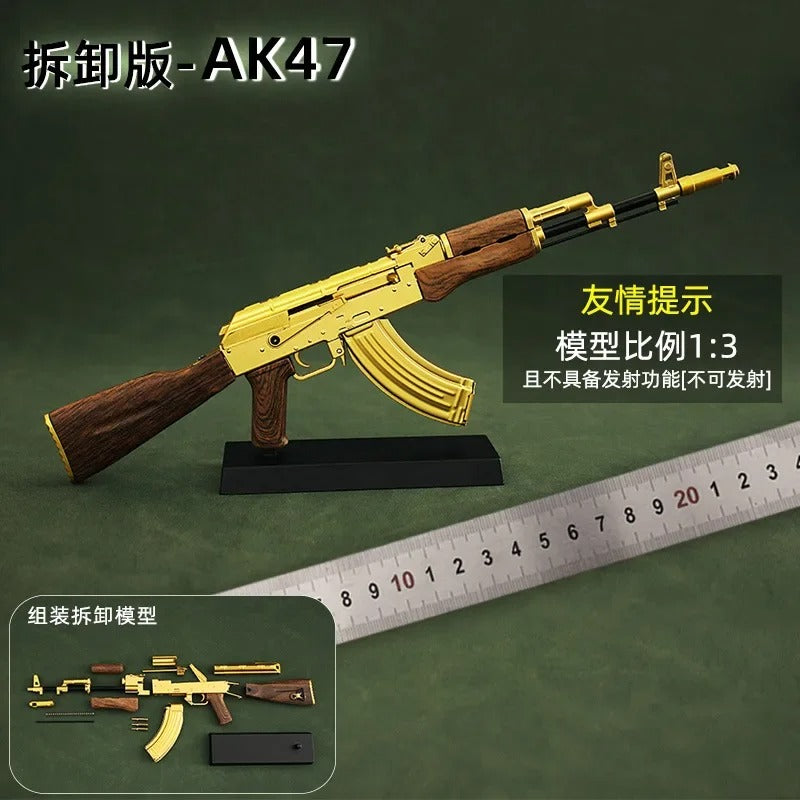 Alloy Mni AK47 Sniper Rifle Detachable Submachine Gun Model Metal Pistol Weapon Assembly Toy Boys Gifts