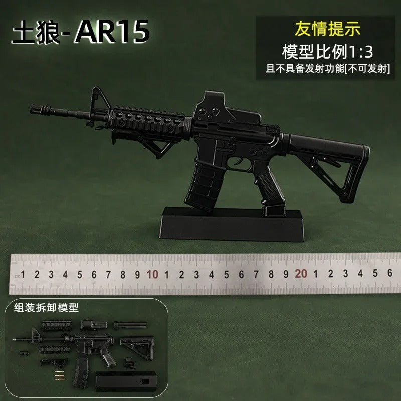 Alloy Mni AK47 Sniper Rifle Detachable Submachine Gun Model Metal Pistol Weapon Assembly Toy Boys Gifts