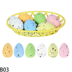 Foam Easter Eggs Set With Basket Easter Decorations Painted Bird Pigeon Eggs DIY Craft Kids Gift