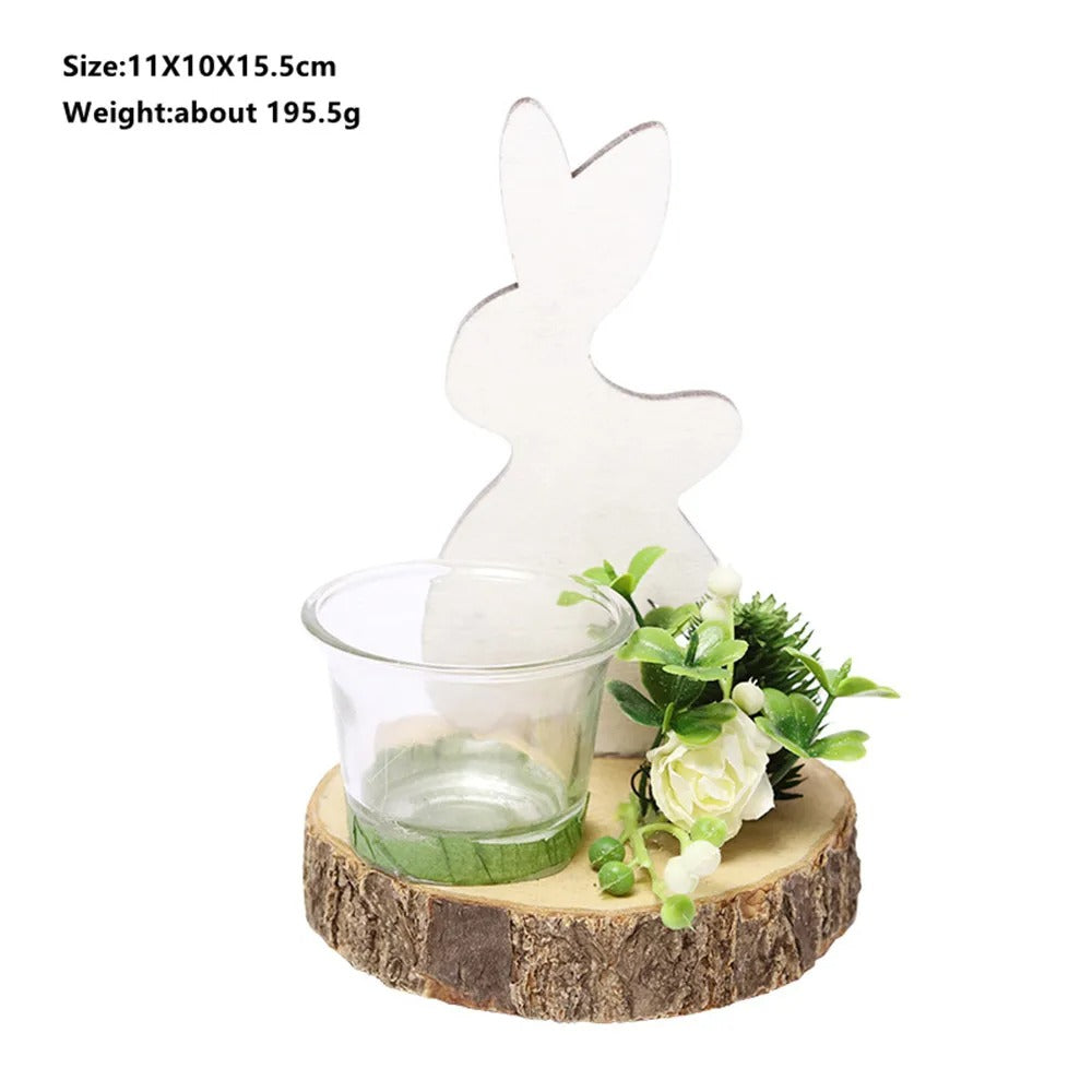 Easter Decoration Luxury Glass Candle Holders Natural Plants Easter Eggs