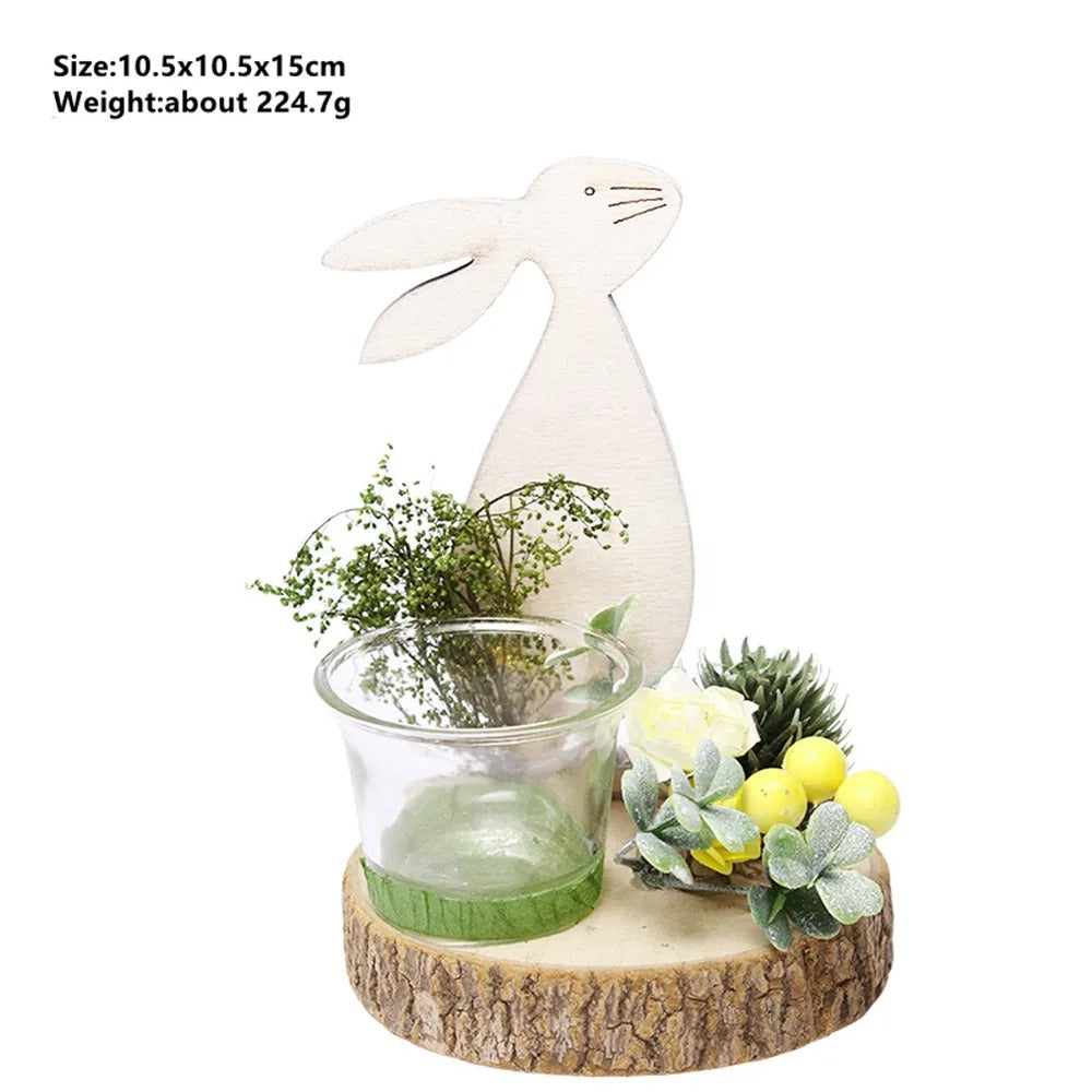 Easter Decoration Luxury Glass Candle Holders Natural Plants Easter Eggs