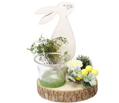 Easter Decoration Luxury Glass Candle Holders Natural Plants Easter Eggs