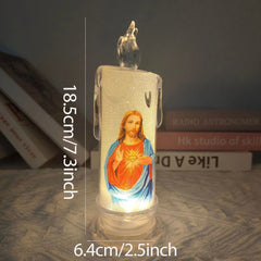 Jesus Virgin Christ LED Candle Mass Electronic Smokeless Candle Lamp Wedding Christmas Easter Party Decoration