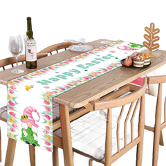 Newest Easter Table Runner 35*180cm Easter Eggs Bunny Flower Dining Table Decor