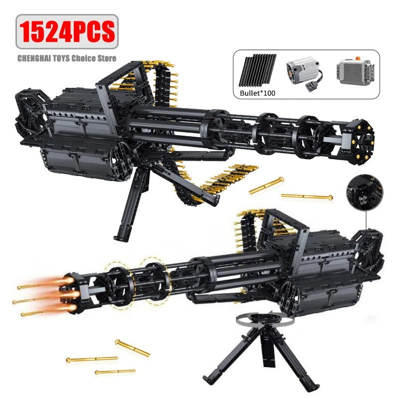 Military Electric M249 Machine Gun Assembled Building Blocks Bricks Model MOC Submachine Firearms Weapons Sets Kid Toy Boy Gifts