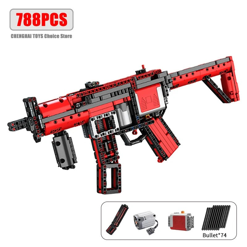 Military Electric M249 Machine Gun Assembled Building Blocks Bricks Model MOC Submachine Firearms Weapons Sets Kid Toy Boy Gifts