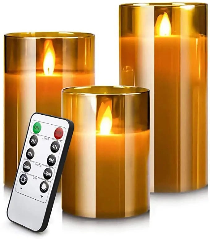 3Pcs/Set Remote Control LED Flameless Candle Lights New Year Candles Battery Powered Led Tea Lights Easter Candle