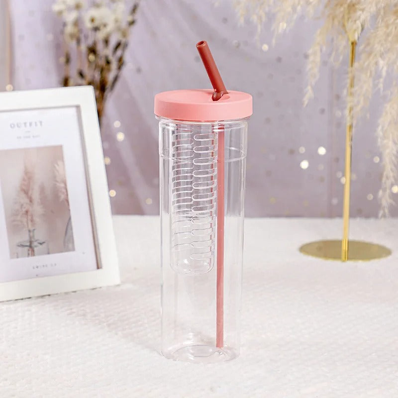 Folding Straw Water Bottle Transparent Large Capacity