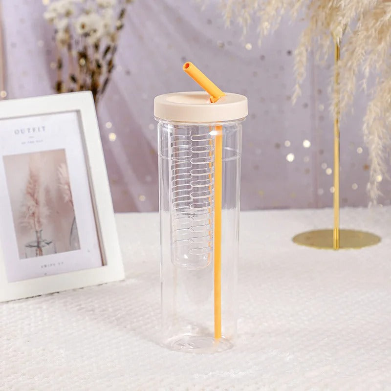 Folding Straw Water Bottle Transparent Large Capacity