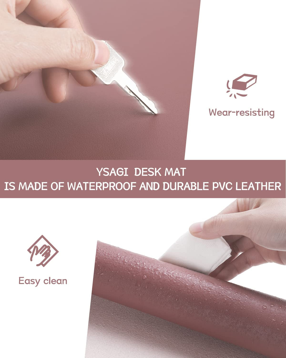 Non-Slip Desk Pad, Waterproof PVC Leather Desk Table Protector