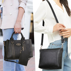 Women'S 3Pcs Purse Handbag Shoulder Work Bag for Ladies