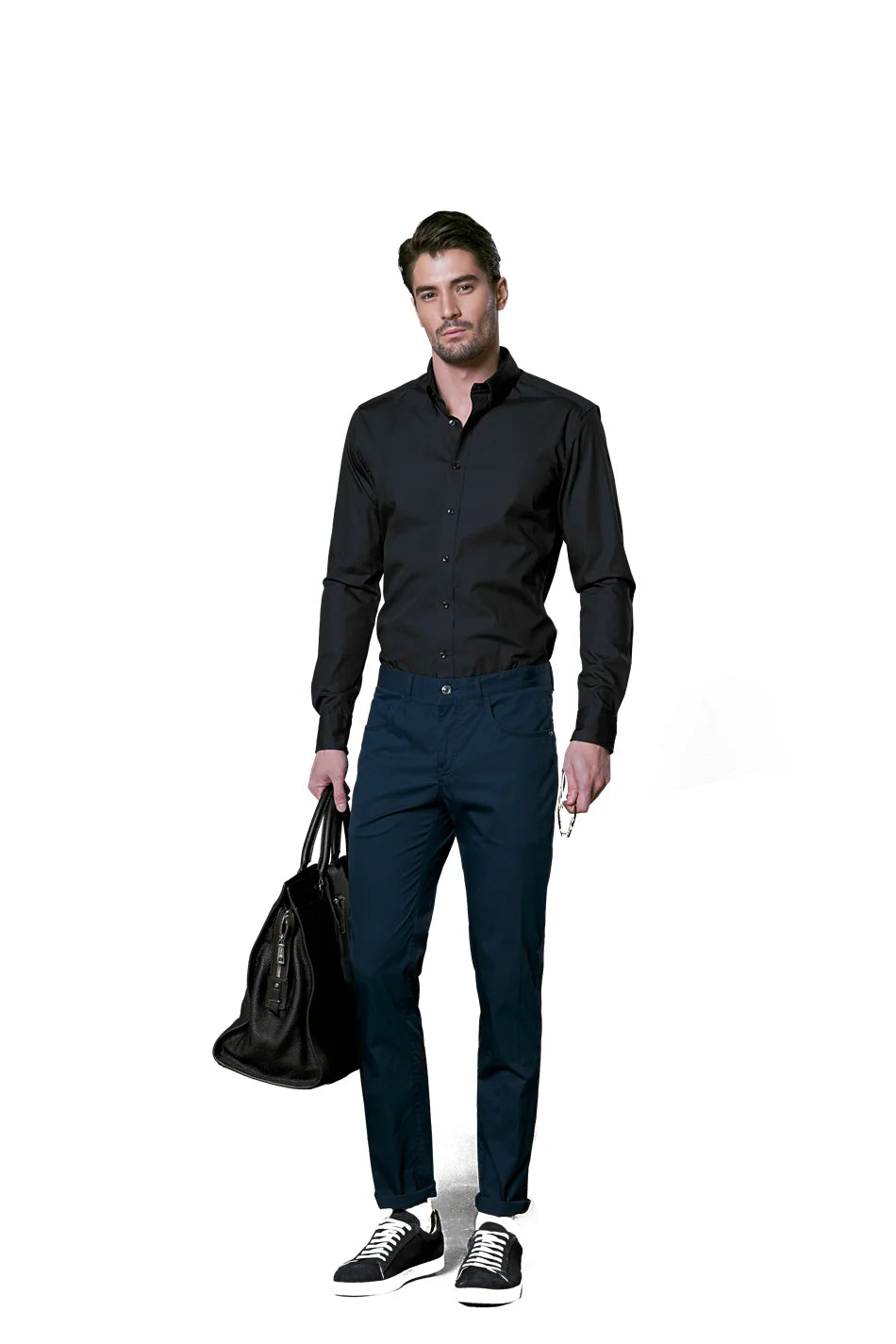 Shling Fitted Black Business Shirt Shling Black shirt for men mens cloth mens t shirt