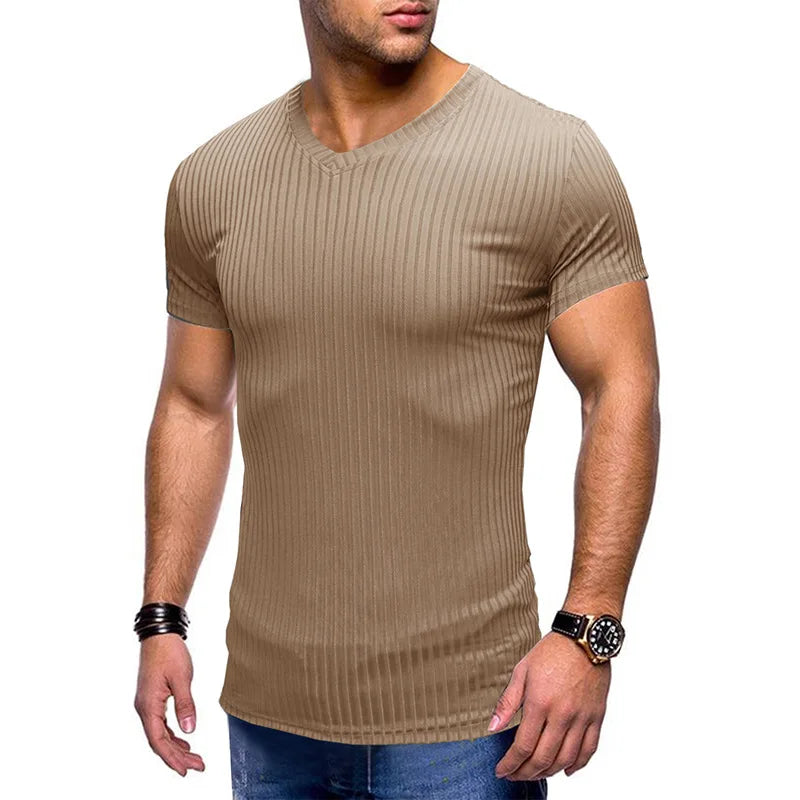 Shling V-Neck Top Ice Silk T-Shirt Shling Men's Tshirt Silk T-Shirt