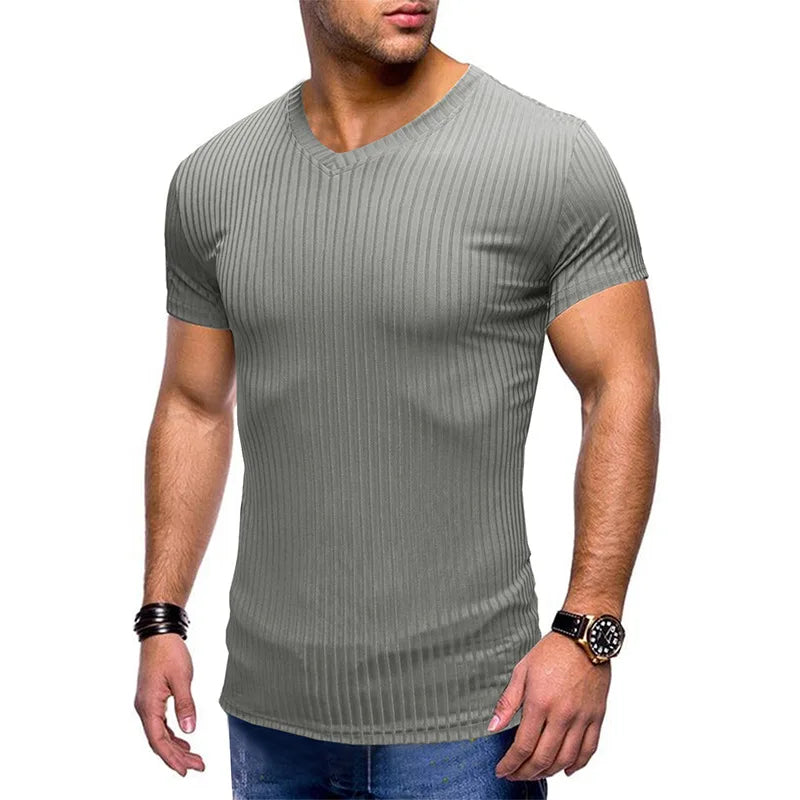 Shling V-Neck Top Ice Silk T-Shirt Shling Men's Tshirt Silk T-Shirt