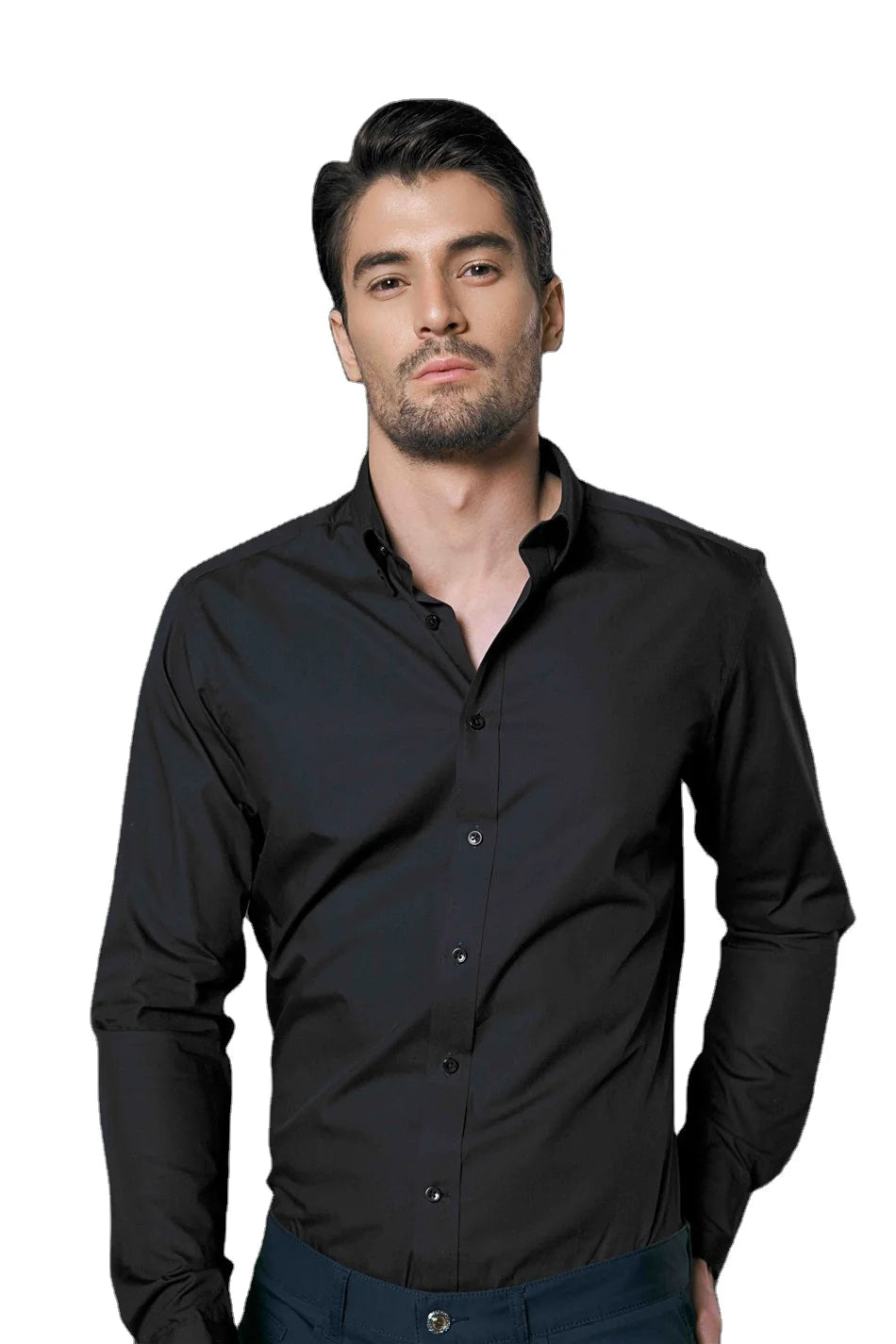 Shling Fitted Black Business Shirt Shling Black shirt for men mens cloth mens t shirt