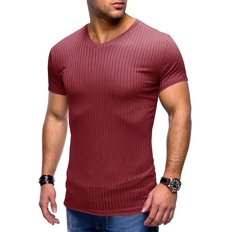 Shling V-Neck Top Ice Silk T-Shirt Shling Men's Tshirt Silk T-Shirt