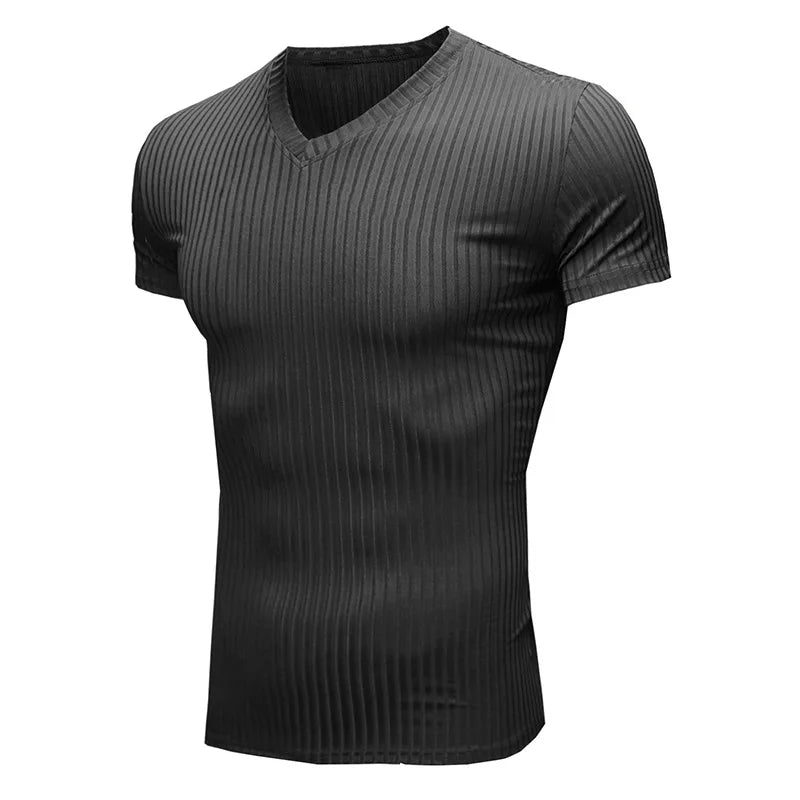 Shling V-Neck Top Ice Silk T-Shirt Shling Men's Tshirt Silk T-Shirt