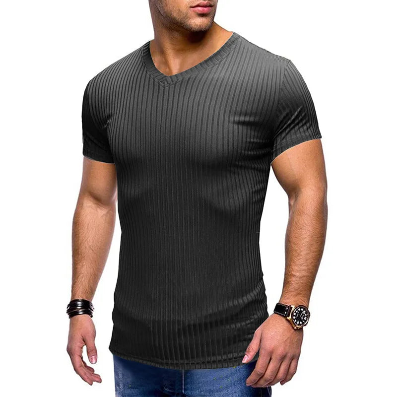 Shling V-Neck Top Ice Silk T-Shirt Shling Men's Tshirt Silk T-Shirt