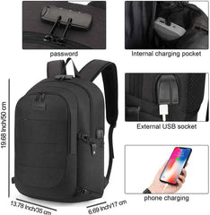 Travel Laptop Backpack Water Resistant Anti-Theft Bag with USB Charging Port and Lock Casual Daypack